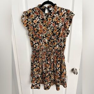 THML Black and Orange Floral Dress Size Large